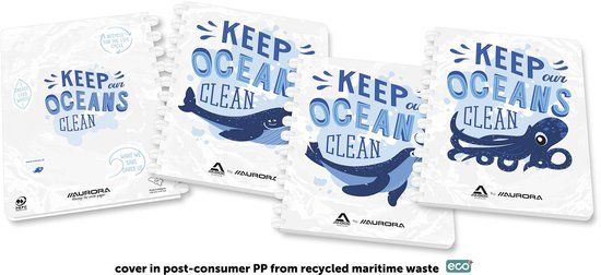 Aurora Ocean Waste Plastics Notitieboek A4 5x5mm - 144 Pagina's - Wit