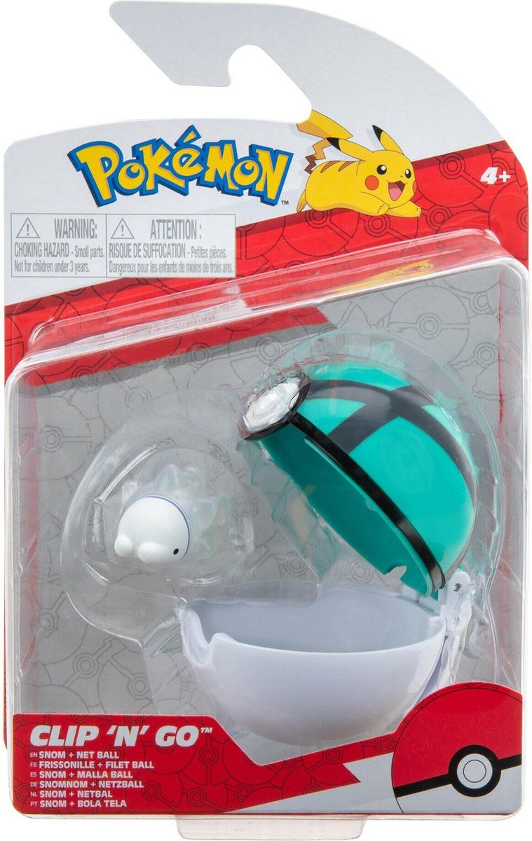 Pokémon PKW2655 - Clip'n'Go Pokébal - Snomnom & Netbal, officiële Pokébal met gedetailleerd 5 cm figuur