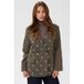 Saint Tropez double breasted blazer met pailletten, print en wol - camel/zwart