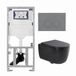 Geberit QeramiQ Dely Swirl Toiletset - Hangend - Inbouwreservoir - Zonder spoelrand - Diepspoel - PK - Dual flush - Keramiek - 36.3x51.7cm - Mat zwart