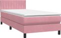 vidaXL Boxspring met matras fluweel roze 80x220 cm