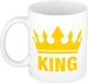 Bellatio Decorations Cadeau King mok/ beker wit met gele bedrukking 300 ml - Keramiek