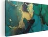 Artaza Canvas Schilderij Abstracte Kunst - Groen met Goud - 100x50 cm - Canvas Print