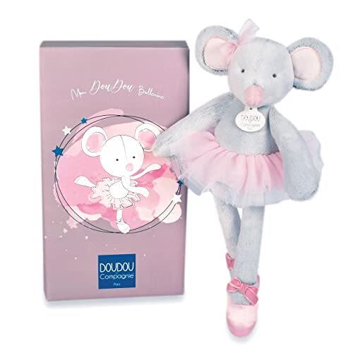 Doudou et Compagnie - Knuffeldier muis – muis tutu – grijs – 30 cm – Mijn knuffeldier Ballrin – DC3975