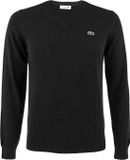 Lacoste Pull Homme Coton Col en V Noir