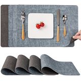 Myir JUN placemats, wasbaar, dubbelzijdig, tweekleurig, van leer, antislip, gemakkelijk te reinigen, placemat, set van 4