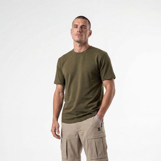 Poederbaas Outdoor T-shirt Merinowol Heren - SOLX - Merino Shirt voor wandelen & outdoor activiteiten - Olive Green - Maat M