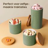 Sans marque Pots de stockage en céramique avec couvercle en bambou - Set de 3 pièces - Vert menthe