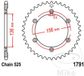 JT Sprockets JTR1791.43 43T stalen achtertandwiel, zwart, 43 tanden
