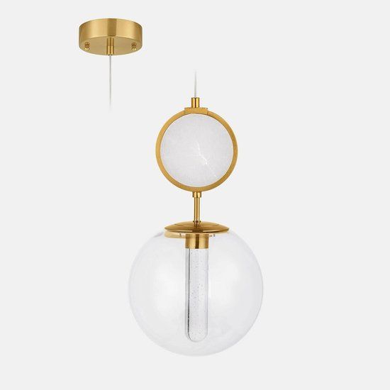 Loberon Ledhanglamp Corvane goudkleurig/wit