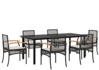 vidaXL 7-delige tuinset met kussens, zwart, van polyrotan