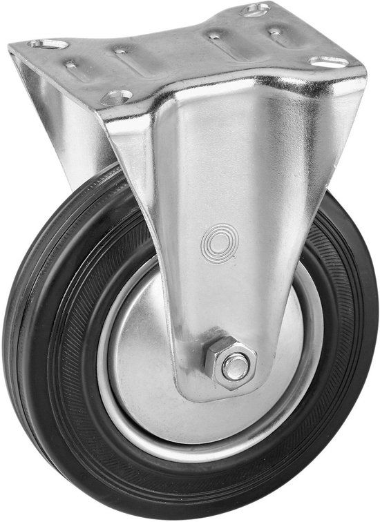 Metafranc Bokwiel Ø 140 mm - plaat 104 x 80 mm - massief rubberen wiel - zacht loopvlak - rollager - 115 kg draagkracht