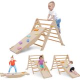 Tour d'escalade triangle - Jeu d'escalade en bois 4-en-1 - Toboggan, échelle et arche d'escalade - Jouet Montessori pliable