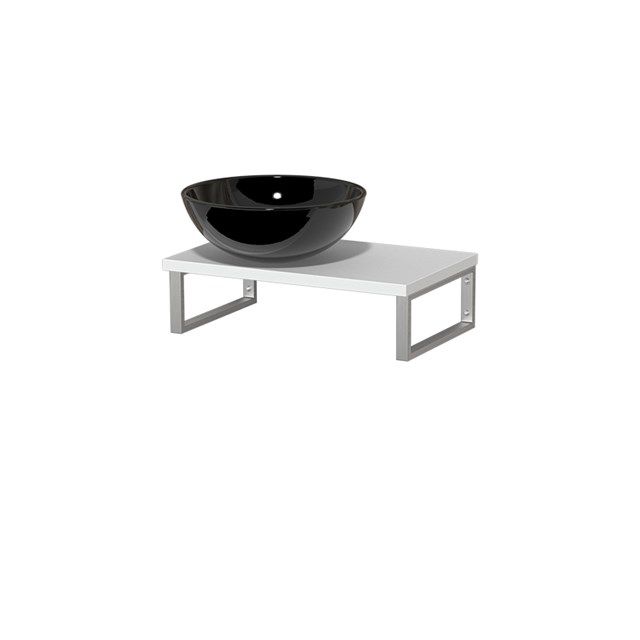 Maxaro Toiletmeubel met Waskom Keramiek Modulo Mat Wit 41 cm Wandbeugels RVS