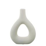 DRW Tafelvaas, met keramisch gat, crèmekleurig, ruw, 19 x 6 x 26 cm