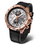 Vostok Europe Almaz Space Station herenhorloge, multifunctioneel met lederen band, rosé/grijs