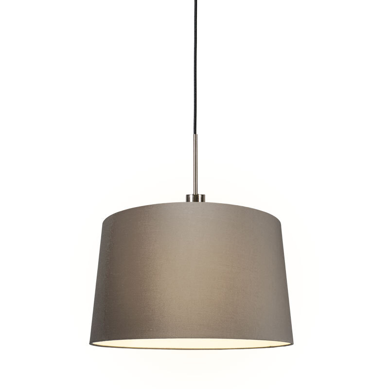 QAZQA Combi 1 Hanglamp met lampenkap 1 lichts Ã 450 mm taupe