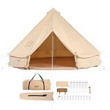 VEVOR Canvas Bell Tent 4 m Yurt Tent 4 Seizoenen Familie Camping Tent met Houtkachelgat, Opbergzakken voor Glamping tot 6 Personen, Groepen Buitenshuis, Feest, Jacht