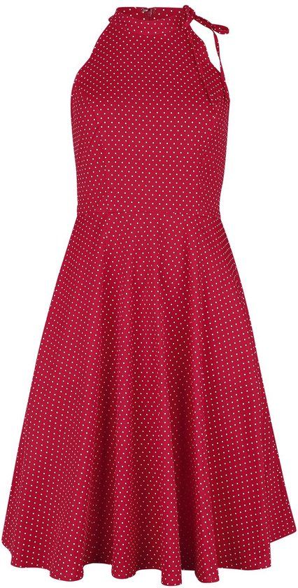 Banned Retro Banned Hattie Halter Spot Dames Midi-jurk - rood/wit - XL