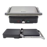 BEPER P101TOS503 GRAND GRILL 3-in-1 Multifunctionele elektrische grill – Steakpan, Paninibakplaat en Barbecuegrill – Platen van 28x25 cm, 180° opening, Regelbare thermostaat – 2000W