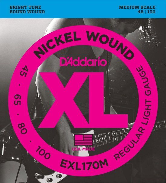 D'Addario EXL170M Nickel Wound Light 45-100 Bass Strings