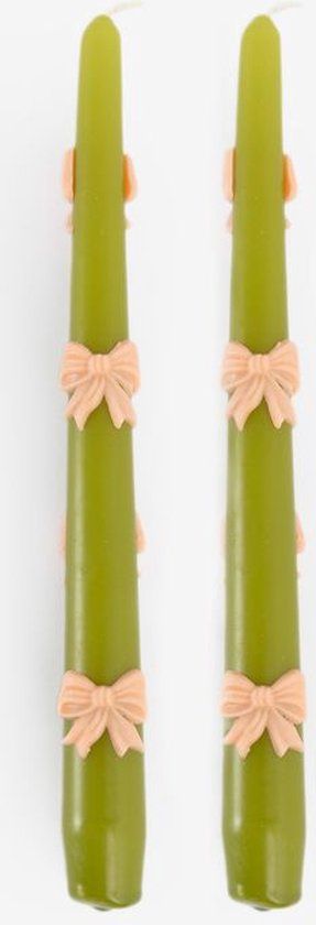 Sissy-Boy Groene sierkaarsen met strikjes (set van 2)