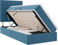 vidaXL LED-opbergbed met matras, donkerblauw, 100 x 200 cm, fluweel