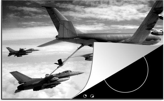 KitchenYeah® Inductie beschermer 77x51 cm - Straaljagers - Zwart Wit