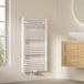 EMKE Badkamerradiator, handdoekdroger, handdoekverwarmer, 600 x 1000 mm, 498 watt, witte handdoekradiator voor water in het midden