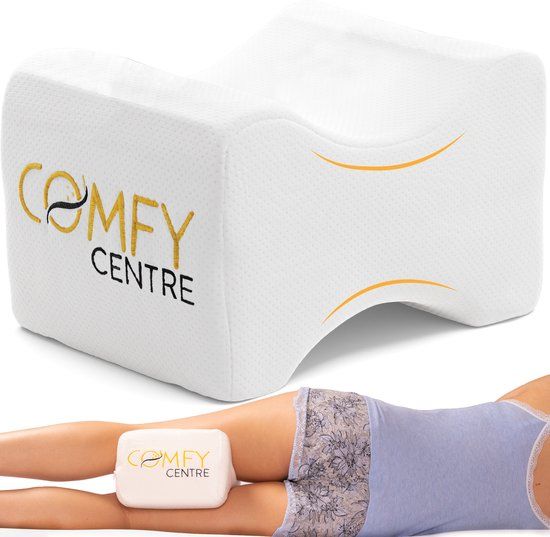 ComfyCentre Kniekussen voor in bed - Orthopedisch & Ergonomisch Beenkussen - Traagschuim - Zijslaapkussen - Wit