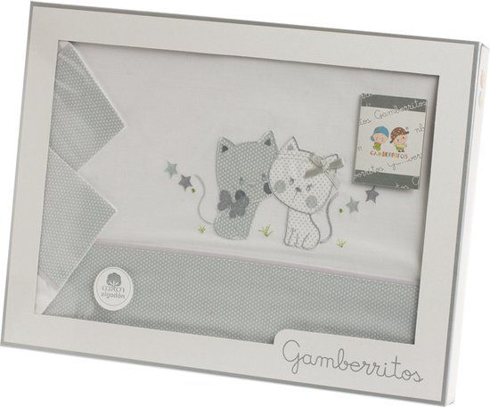 Gamberritos Lakenset Ledikant Katjes Grijs Katoen 3-delig