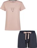 By Louise Essential Dames Korte Pyjama Set Shortama Roze - Maat L