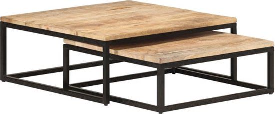 vidaXL 2-delige Salontafelset massief mangohout