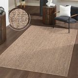 TT Home Binnen- en buitentapijt Woonkamer Weerbestendig Balkon Boho Bladmotief 3D Franjes 120 x 160 cm Rechthoek antraciet