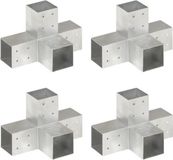 vidaXL Paalverbindingen - 4 stuks - X-vorm - 81x81 mm - Gegalvaniseerd Metaal