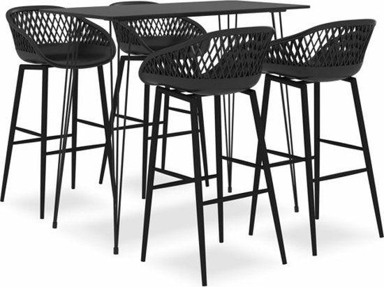 vidaXL 5-delige Barset zwart