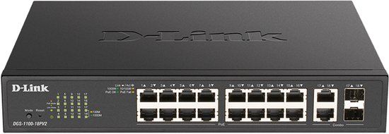 D-Link DGS-1100-18PV2 Managed L2 Gigabit Ethernet PoE+ Rackmount Switch