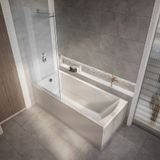 Hudson Reed Baignoire douche rectangulaire moderne - 140 x 70 cm - Pare-baignoire chromé - Tablier frontal - Sandford