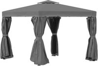 TRUUSK Tuinpaviljoen, 2,96 x 2,96 m, Donkergrijs, Met Dubbel Dak, 4 Zijpanelen Muggennet