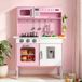 VEVOR Kinderkeuken van hout, kinderspeelgoedset met realistische lichten en geluiden, eten en potten, magnetron en oven met knoppen, rollenspel, voor kinderen van 3 tot 8 jaar, roze