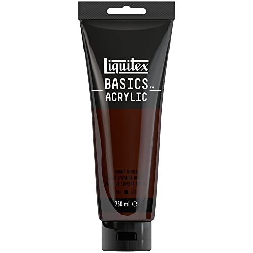 Liquitex 88700215 Basics enkelvoudig pigmenteerde acrylverf, kunstenaarspigmenten, lichtecht, medium viscositeit, goede kwaliteit, satijn finish - 250ml tube, Burnt Umber