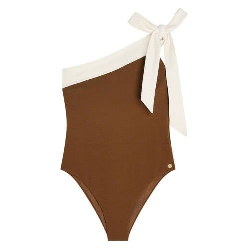 JOSH V Azine one shoulder swimsuit brown/ecru