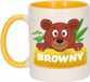 Bellatio Decorations Shoppartners Bv Browny mok - geel/wit - keramiek - 300 ml - kinder beker beer