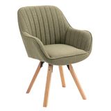 MEUBLE COSY Scandinavische eetkamerstoel kaptafel fauteuil draaibare stoel met armleuningen voor slaapkamer woonkamer keuken kantoor, bekleed met stof massief houten poten, groen