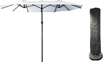 4gardenz 4gardenz® XL Duo Parasol inclusief Parasolhoes 460x270x245 cm - Creme
