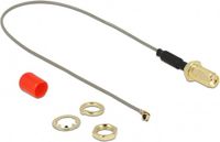 Delock MHF I (v) - SMA (v) kabel met ferriet kern - Micro Coax (1,13 mm) - 50 Ohm / grijs - 0,20 meter