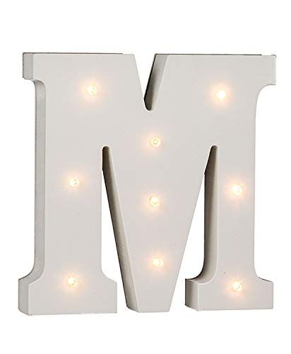 Out of the Blue 57/6086 - LED Houten Letter "M" - 16cm - Werkt op Batterijen