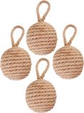 Best for Boots Esschert design deurstopper knoop - 4 stuks - 1.7 kg - bruin - jute - 14 x 14 cm