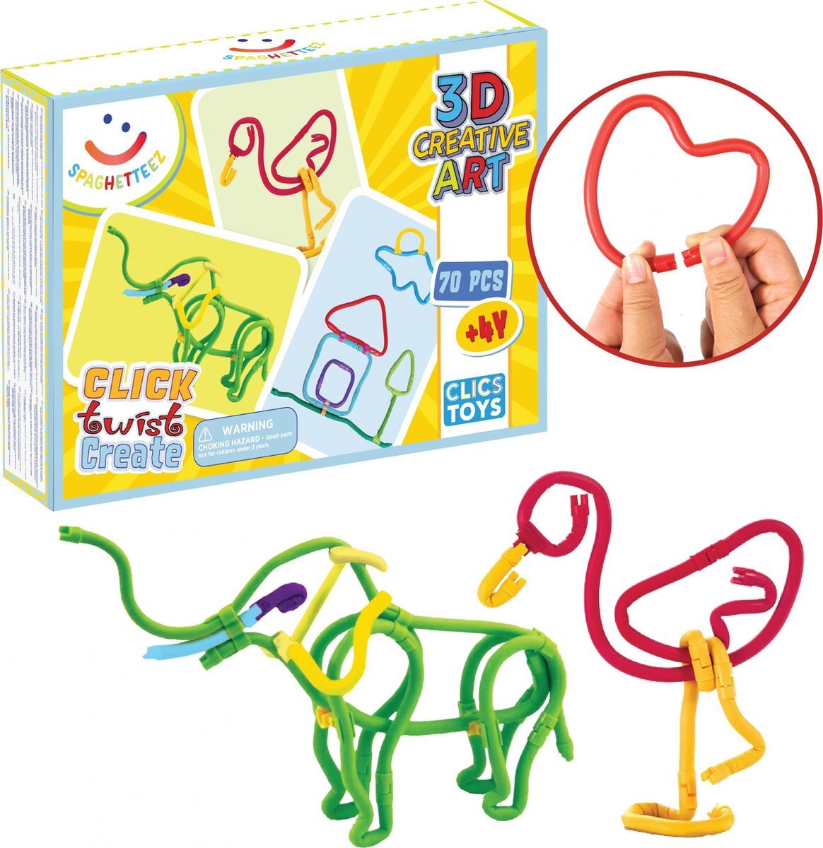 Spaghetteez 70stuks set- flexibele bouwstaafjes- speelgoed 4,5,6,7,8 jaar jongens en meisjes- knutselen meisjes jongens- constructie speelgoed- Montessori speelgoed- educatief speelgoed