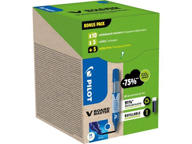 Pilot Begreen V-Board Master Whiteboard Marker - Green - Blue - Medium